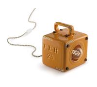 Lumetto Vintage Industrial Cubica Ferro Ceramica Giallo 1 Luce E27