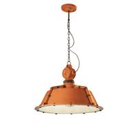 Lampadario Industrial Ferro E Ceramica Vintage Arancio 1 Luce E27 52Cm