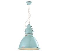 Lampadario Industrial Ferro E Ceramica Vintage Azzurro 1 Luce E27 50Cm