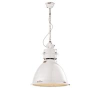 Lampadario Industrial Ferro E Ceramica Vintage Bianco 1 Luce E27 50Cm