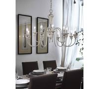 Lampadario Classico Sanremo Metallo Ceramica Bianco Filo Blu 12 Luci E14