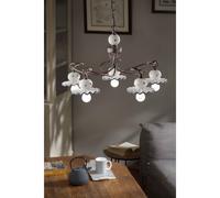Lampadario Classico Roma Metallo E Ceramica Nero Sfumato Rame 5 Luci E14
