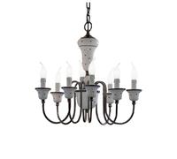 Lampadario Classico Sanremo Metallo E Ceramica Bianco Filo Blu 8 Luce E14