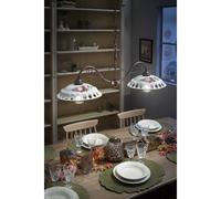 Lampadario Classico Napoli Metallo E Ceramica Bianco Sfumato Oro 2 Luci E27