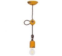 Ferroluce Lampadario Vintage Giallo 1 X E27 Fatto A Mano Ceramica