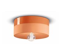 Plafoniera Media Vintage Decò Pi Ceramica Arancio Pesca 1 Luce E27