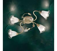 Plafoniera Classica Siena Metallo E Ceramica Bianco Sfumato Oro 4 Luci E14