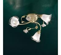 Plafoniera Classica Siena Metallo E Ceramica Bianco Sfumato Oro 3 Luci E14