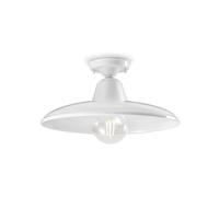 Plafoniera Industrial Minimal Nordico B&W Metallo Smaltato Bianco 1 Luce E27