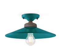 Plafoniera Vintage Colors Ferro E Ceramica Verde Petrolio 1 Luce E27