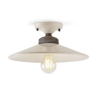 Plafoniera Vintage Colors Ferro E Ceramica Crema 1 Luce E27