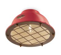 Plafoniera Industrial Ferro E Ceramica Vintage Rosso 1 Luce E27