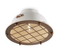Plafoniera Industrial Ferro E Ceramica Vintage Bianco 1 Luce E27