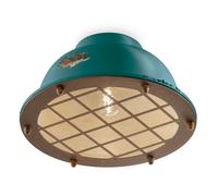 Plafoniera Industrial Ferro E Ceramica Vintage Verde 1 Luce E27