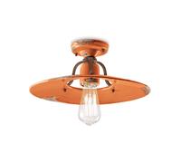 Plafoniera Vintage Country Ferro E Ceramica Arancio 1 Luce E27