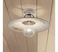 FerroLuce Plafoniera grande rustica con diffusore in ceramica dipinto a mano Bol [EEK: A]