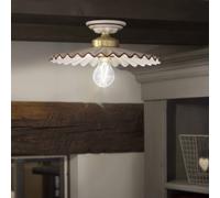FerroLuce Plafoniera grande rustica con paralume in ceramica decorato a mano L'A [EEK: A]