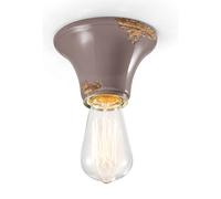 Plafoniera Vintage Tonda Piccola Ceramica Tortora 1 Luce E27