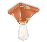 Plafoniera Vintage Quadrata Piccola Ceramica Arancio 1 Luce E27