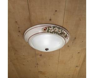 FerroLuce Plafoniera rustica in ceramica decorata a mano e paralume in vetro Cap