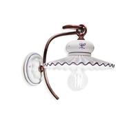 Ferroluce Retrò Applique 1 Luce In Ceramica Colore Nero Sfumato Rame Diam.23 Cm C378 Roma