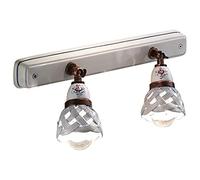 Ferroluce Retrò Applique 2 Luci In Ceramica Colore Nero Sfumato Rame Diam.9 Cm C981 Verona