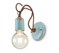 Applique Vintage Ceramica Azzurra Con Filamento 1 Luce E27