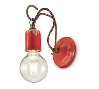 Applique Vintage Ceramica Rossa Con Filamento 1 Luce E27