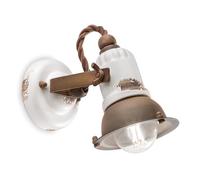 Ferroluce Applique Vintage Loft ferro e ceramica 1 luce E14 46 W Bianco