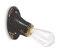 Applique Vintage Senza Diffusore Ceramica Nero 1 Luce E27
