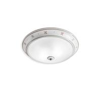 Plafoniera Classica Capua Ceramica E Ottone Satinato Decorato 2 Luci E27