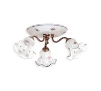 FerroLuce Plafoniera rustica in metallo con 3 paralumi in ceramica dipinta a man [EEK: A]