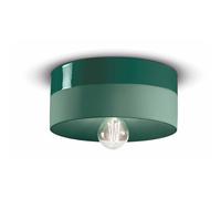 Plafoniera Media Vintage Decò Pi Ceramica Verde Bottiglia 1 Luce E27