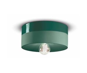 Ferroluce Retrò Plafoniera D25 Decò Pi Collection C1793 1 Luce Finitura Verde Bottiglia