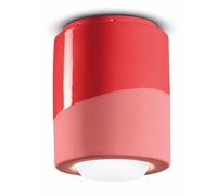 Plafoniera Piccola Vintage Decò Pi Ceramica Rosso Corallo 1 Luce E27