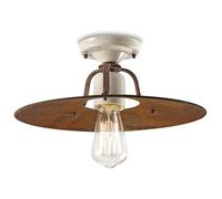Plafoniera Vintage Grunge Ferro E Ceramica Craquele' 1 Luce E27 40Cm