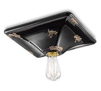Ferroluce Plafoniera C136VIN Vintage Quadrata Nera Ceramica 1 Luce E27 Grande