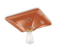 Plafoniera Vintage Quadrata Grande Ceramica Arancio 1 Luce E27