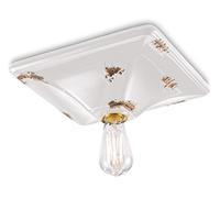 Ferroluce Retrò Plafoniera Vintage a Base Quadrata E27, 77 W, Bianco Lucido, 10x31x31 cm