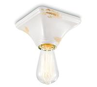 Plafoniera Vintage Quadrata Piccola Ceramica Bianca 1 Luce E27