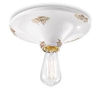Ferroluce Retrò Plafoniera Vintage E27, 77.0 W, Bianco Lucido, 25x9 cm