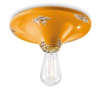 Ferroluce Retrò Plafoniera Vintage E27, 77 W, Giallo Lucido, 25x9 cm