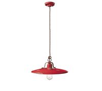 Lampadario Vintage Country Ferro E Ceramica Rosso 1 Luce E27