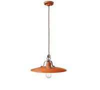 Lampadario Vintage Country Ferro E Ceramica Arancio 1 Luce E27