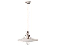 Lampadario Vintage Country Ferro E Ceramica Bianco 1 Luce E27