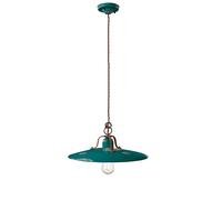 Lampadario Vintage Country Ferro E Ceramica Verde 1 Luce E27