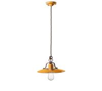 Lampadario Vintage Country Ferro E Ceramica Giallo 1 Luce E27 30Cm