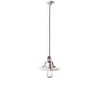 Lampadario Vintage Country Ferro E Ceramica Bianco 1 Luce E27 25Cm