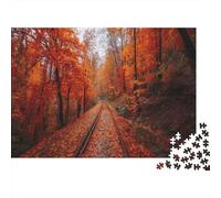Ferrovia abbandonata Puzzle Per Adulti |Forestaa of Orange And Crimson Alberi| 1000pcs (75x50cm) Puzzle Giochi EduGattoivi,decorazioni Per La Casa