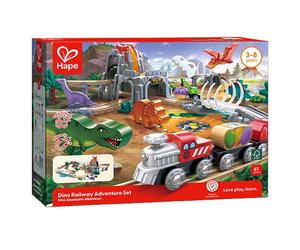 FERROVIA DEI DINOSAURI set avventura HAPE in legno E3795 età 3+